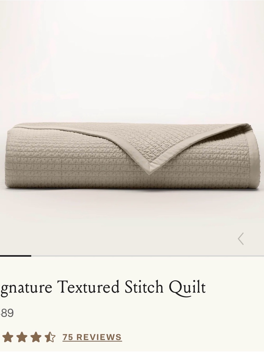 Boll & Branch Signature Textured Stitch Quilt in Oak F/Q NWOT